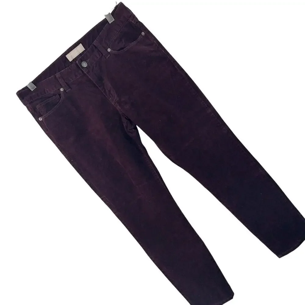 BANANA REPUBLIC! RICH BURGUNDY RED FINE WALE CORDUROY SKINNY PANTS! SZ 8P